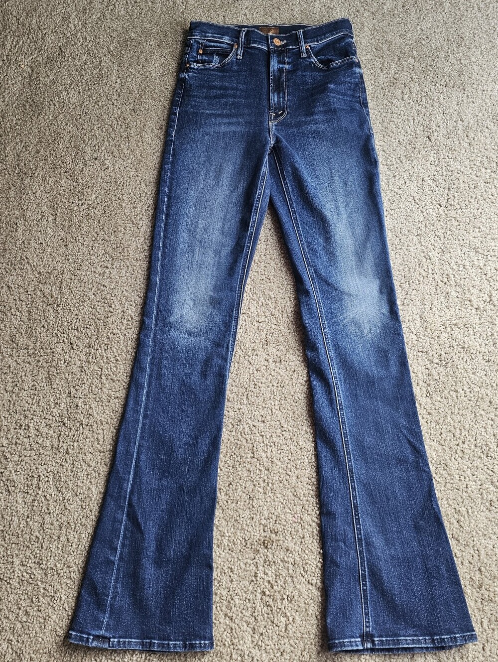 Mother Size 27 High Waisted Runaway Slim Flare Jeans In Teaming Up Wash - Picture 4 of 9